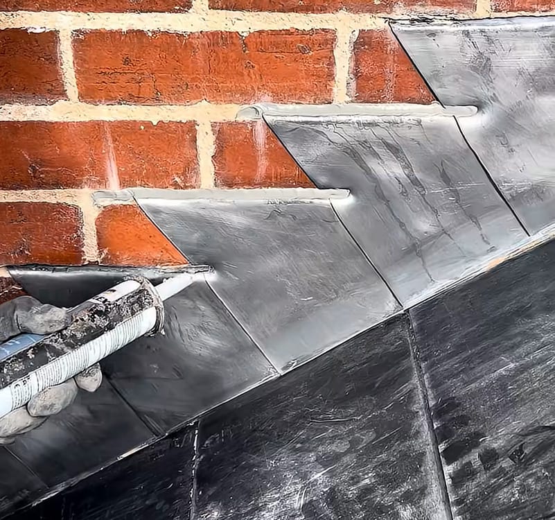 Lead Flashing on a Chimney